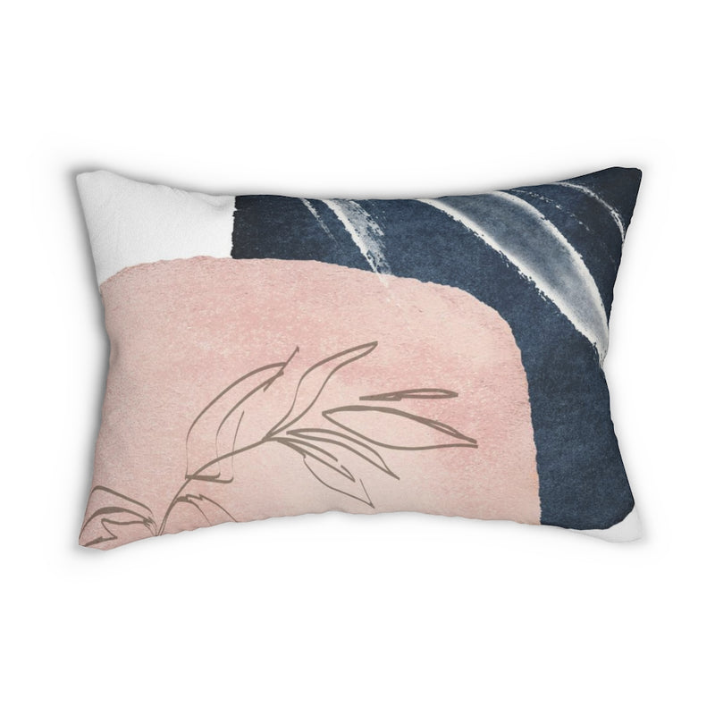 Boho Chic Lumbar Throw Pillow | Minimalist Blush Pink Navy