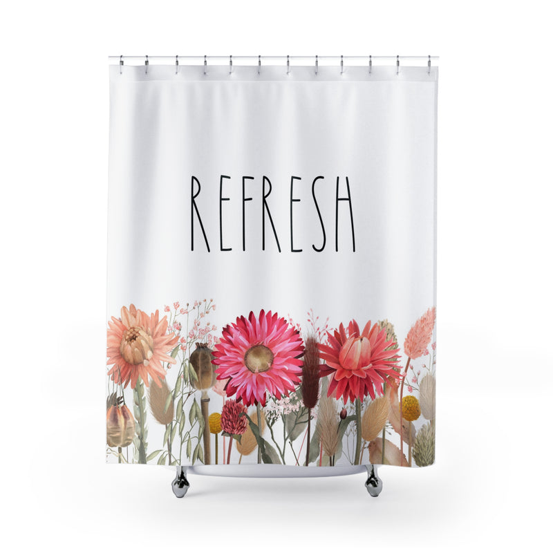 Boho Shower Curtain | Floral White Refresh