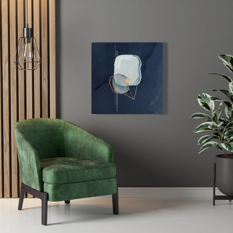 ABSTRACT WALL CANVAS ART | Navy Blue Teal Gold