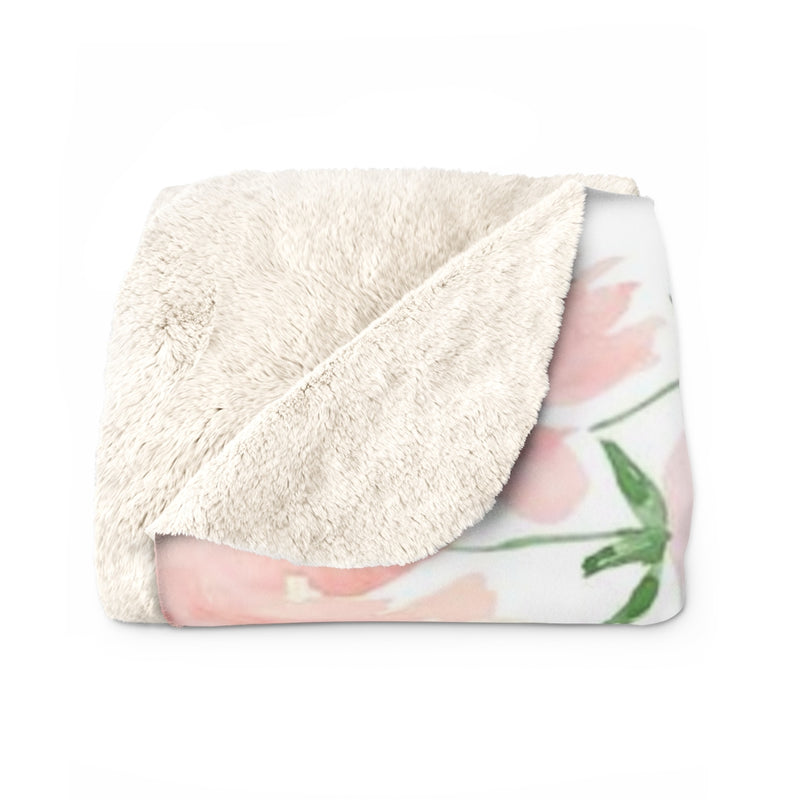 Floral Boho Comfy Blanket | White Pink Orchids