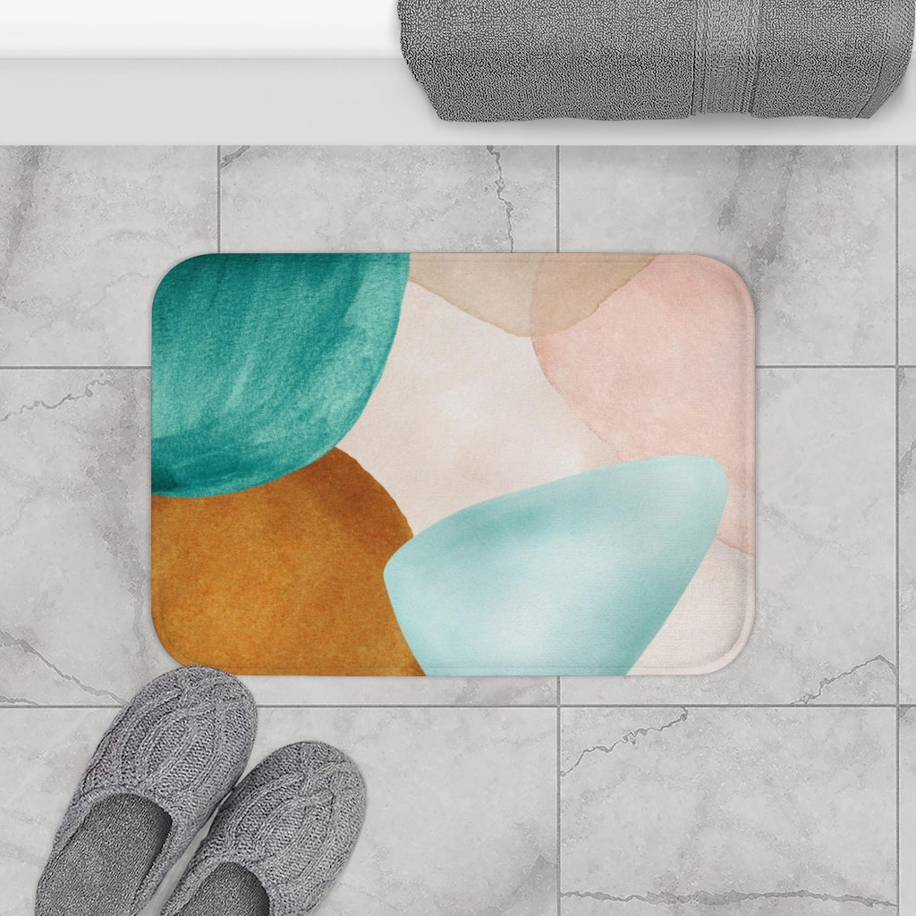 Abstract Boho Bath Mat | Blush Pink Teal