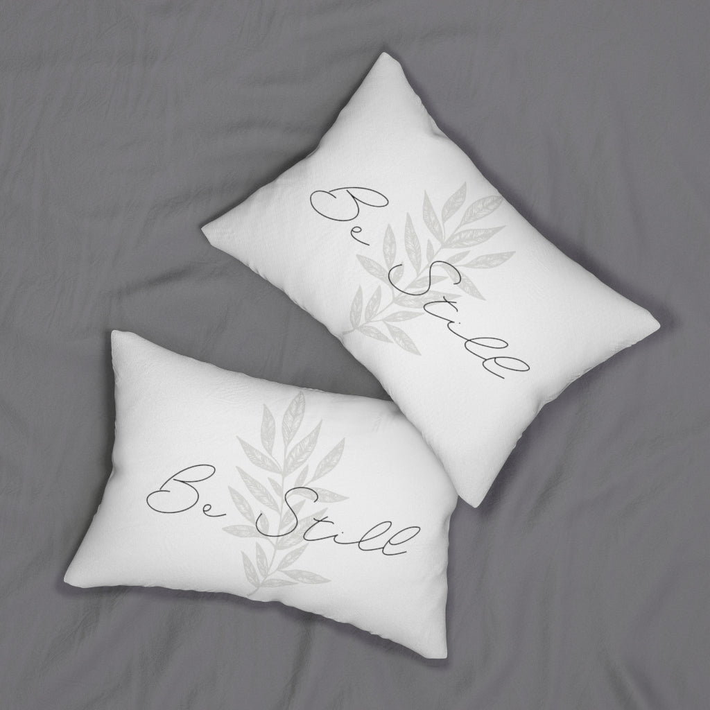 With Saying Lumbar Pillow | White | Be Still