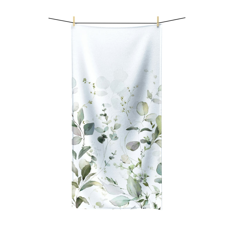 Floral Boho Bath Towel | Eucalyptus Sage Green White