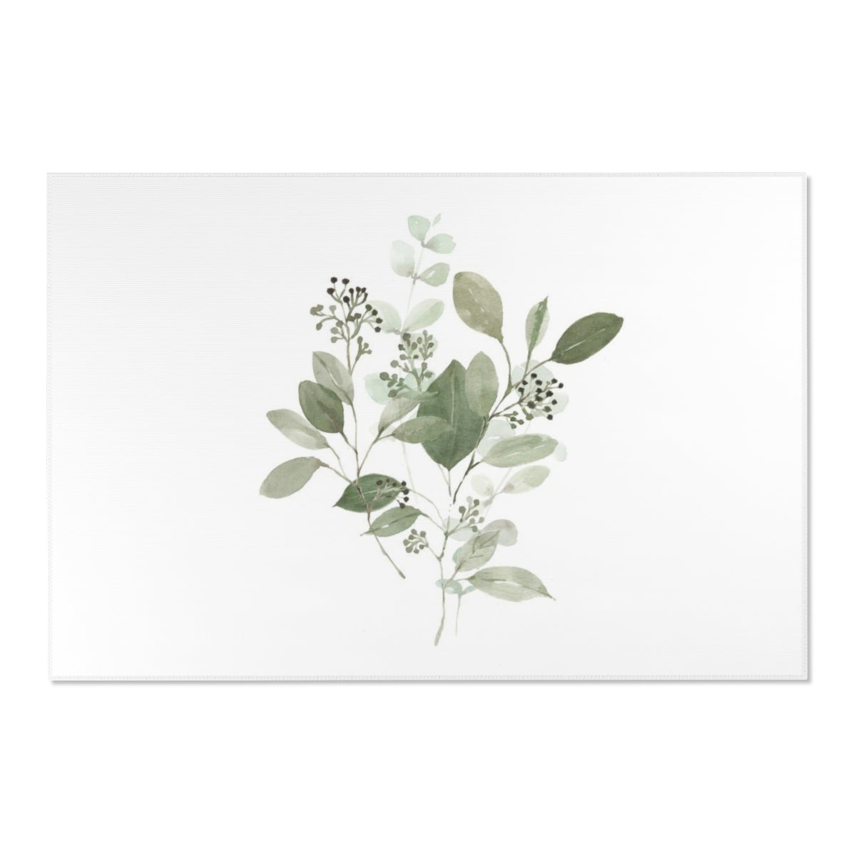 Floral Area Rug | White Delicate Garden Leaves