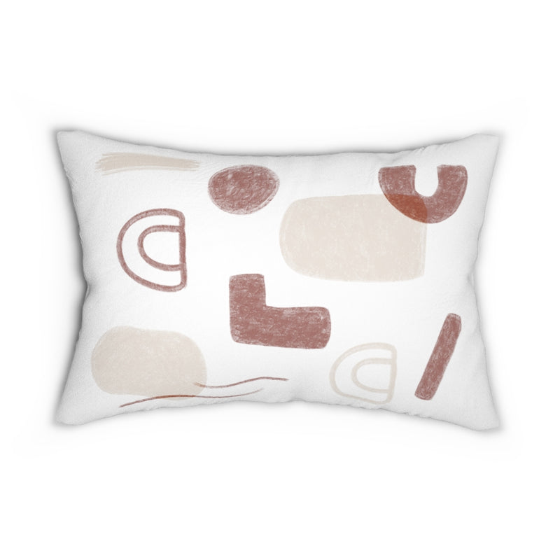 Southwestern Boho Lumbar Pillow | White Brown Beige