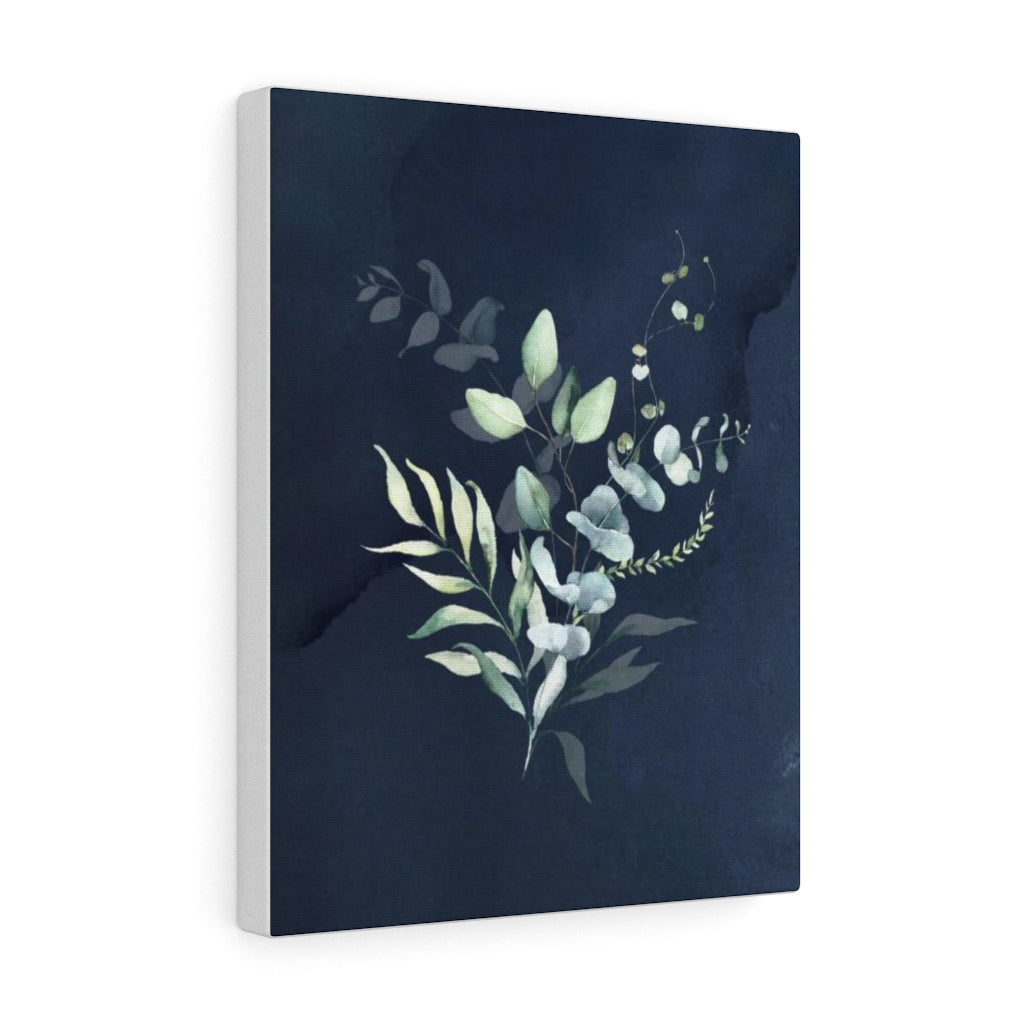 FLORAL WALL CANVAS ART | Navy Blue Green Eucalyptus