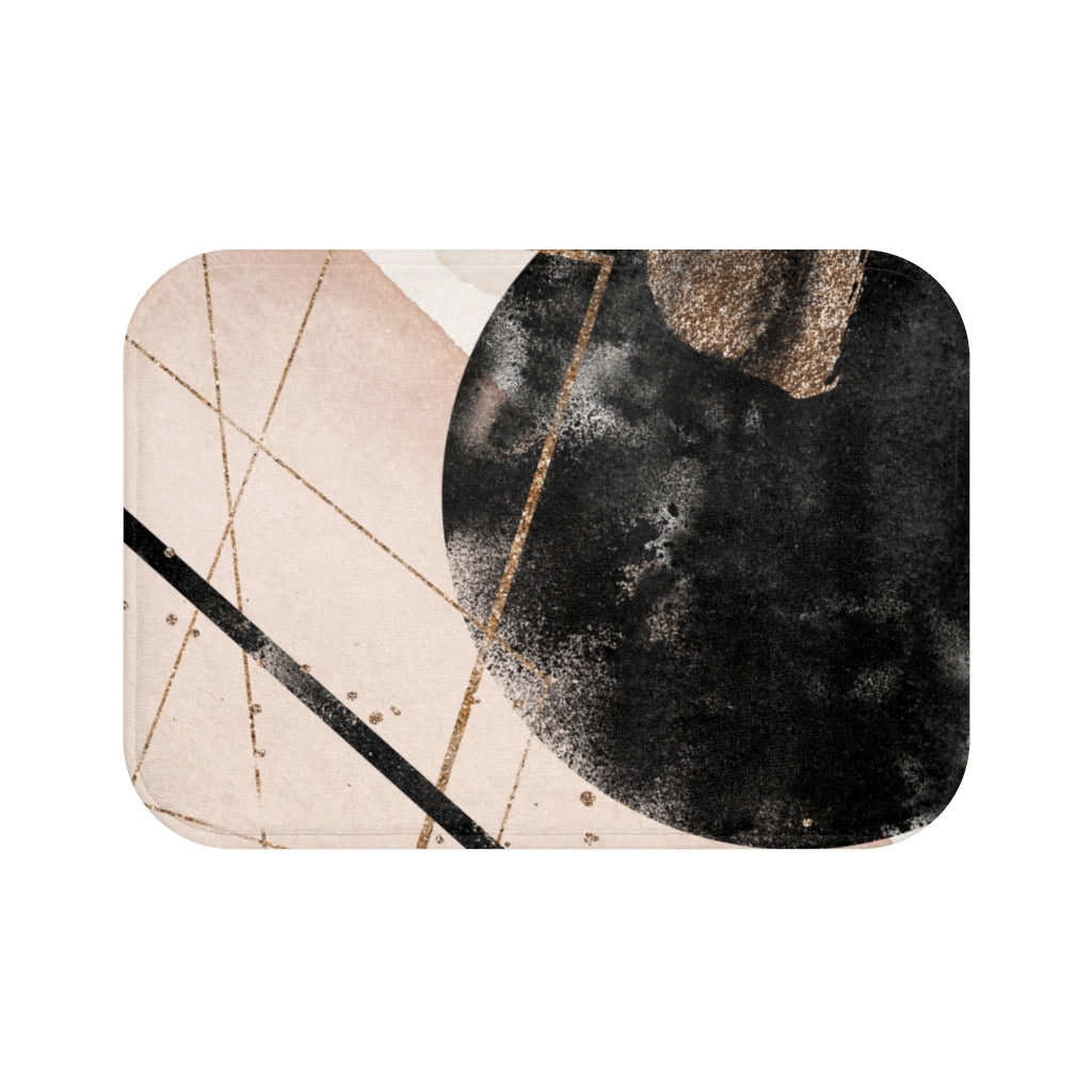 Boho Abstract Bath Mat | Blush Beige Black