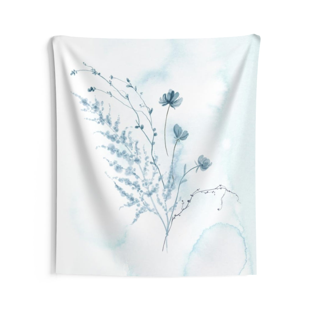 Floral Tapestry | White Pastel Blue