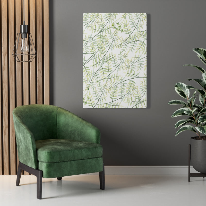 FLORAL WALL CANVAS ART | White Green Yellow Leaves