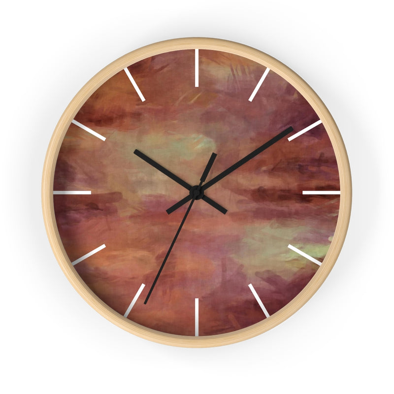 Abstract 10" Wood Wall Clock | Rust Brown