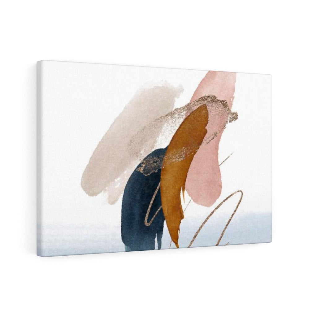 ABSTRACT WALL CANVAS ART | White Blush Pink Navy Blue Cream Gold