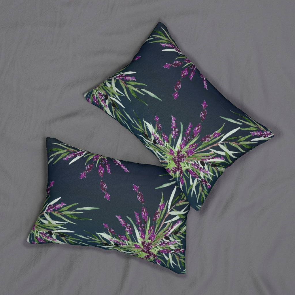 Floral Boho Lumbar Pillow | Navy Blue Purple