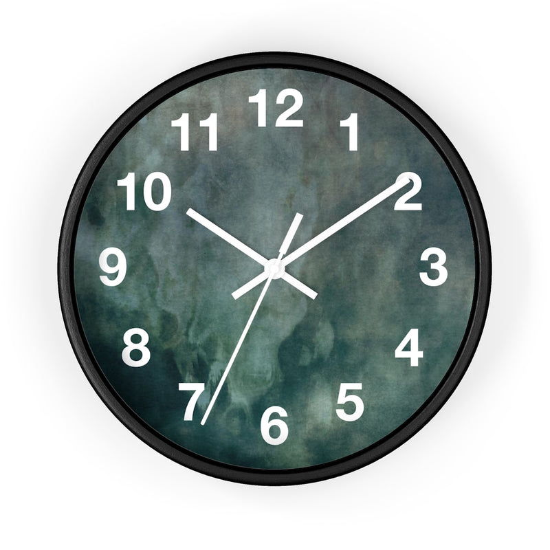 Abstract 10" Wood Wall Clock | Dark Green White