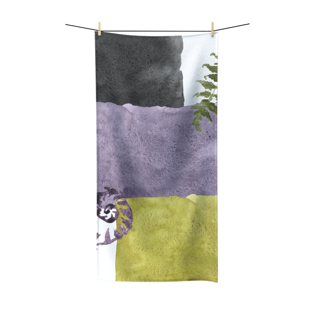 Abstract Bath Towel | Green Black Purple