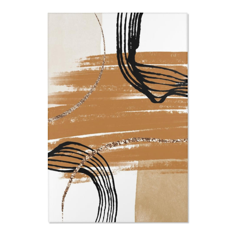 Abstract Area Rug |  Beige Cream Black Gold