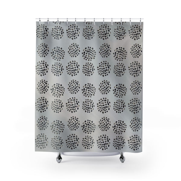 Boho Shower Curtain | Grey Black | Abstract Minimalist