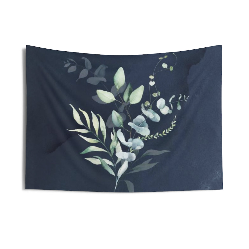 Floral Tapestry | Navy Blue Eucalyptus Leaves