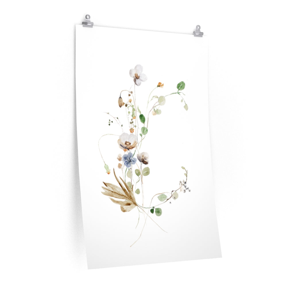 Wild Floral Art Print | green beige white