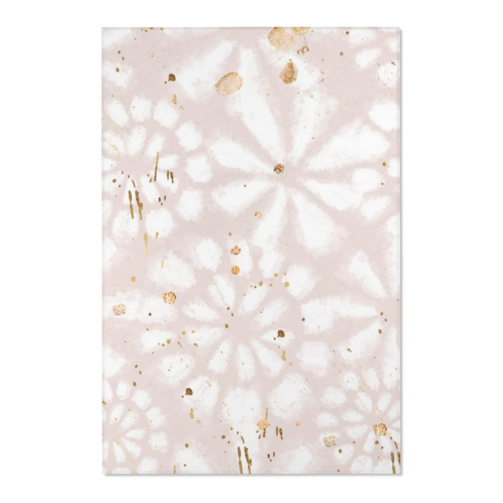 Boho Area Rug |  Blush Pink White Gold