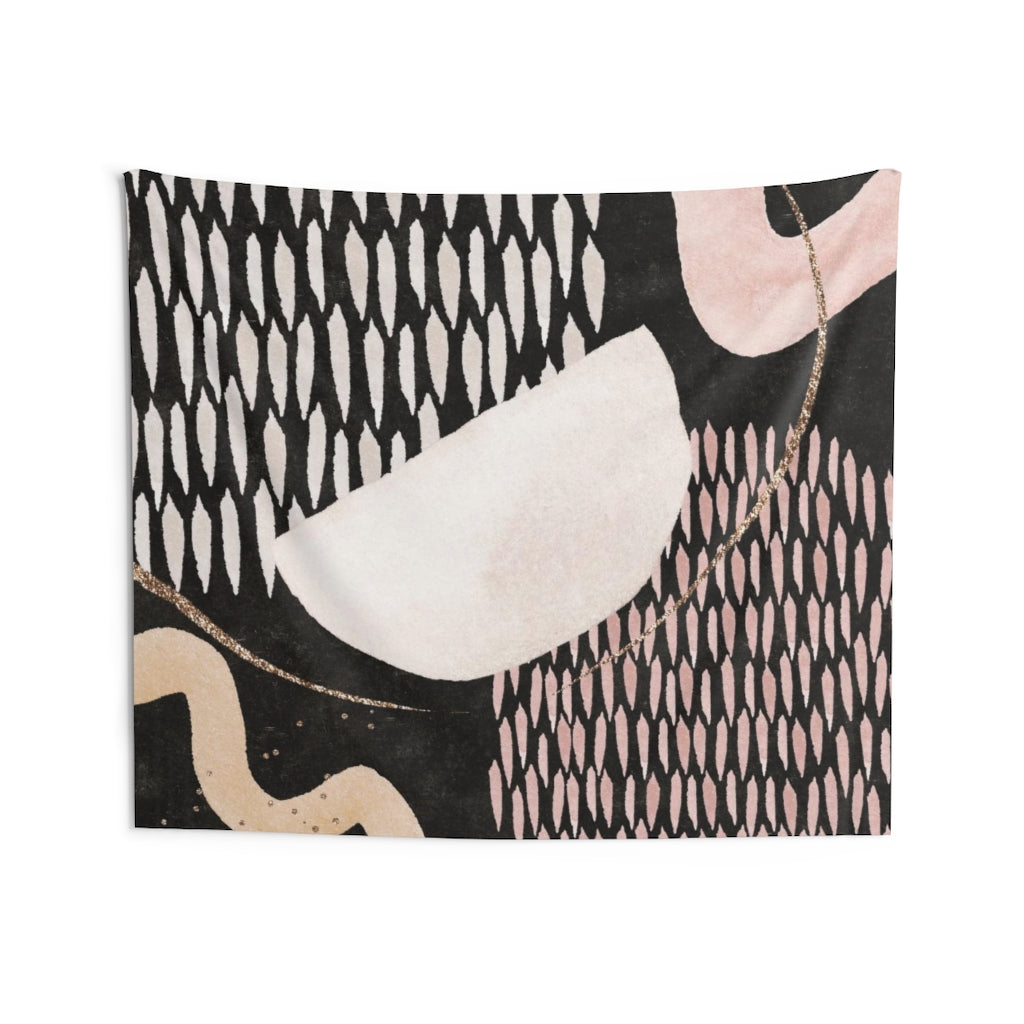 Abstract Tapestry | Pastel Pink Black Beige