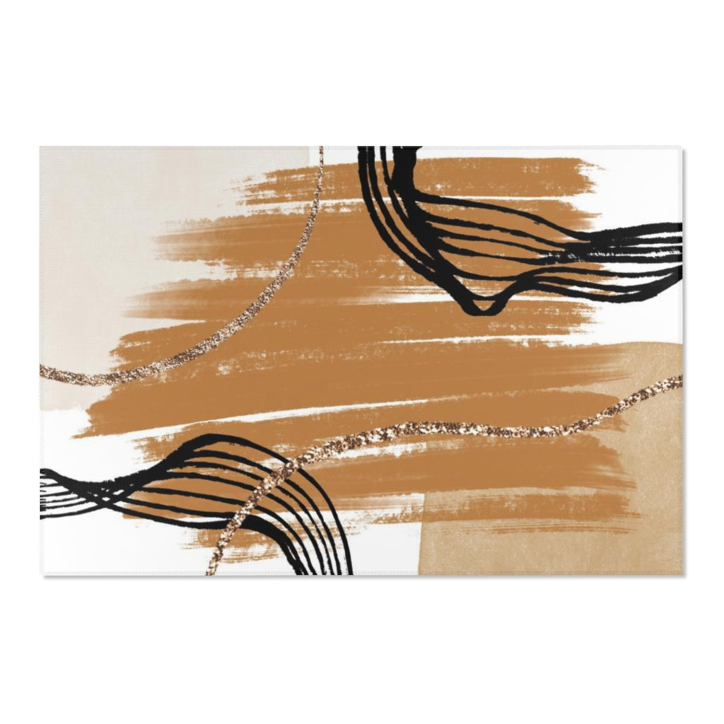 Abstract Area Rug |  Beige Cream Black Gold