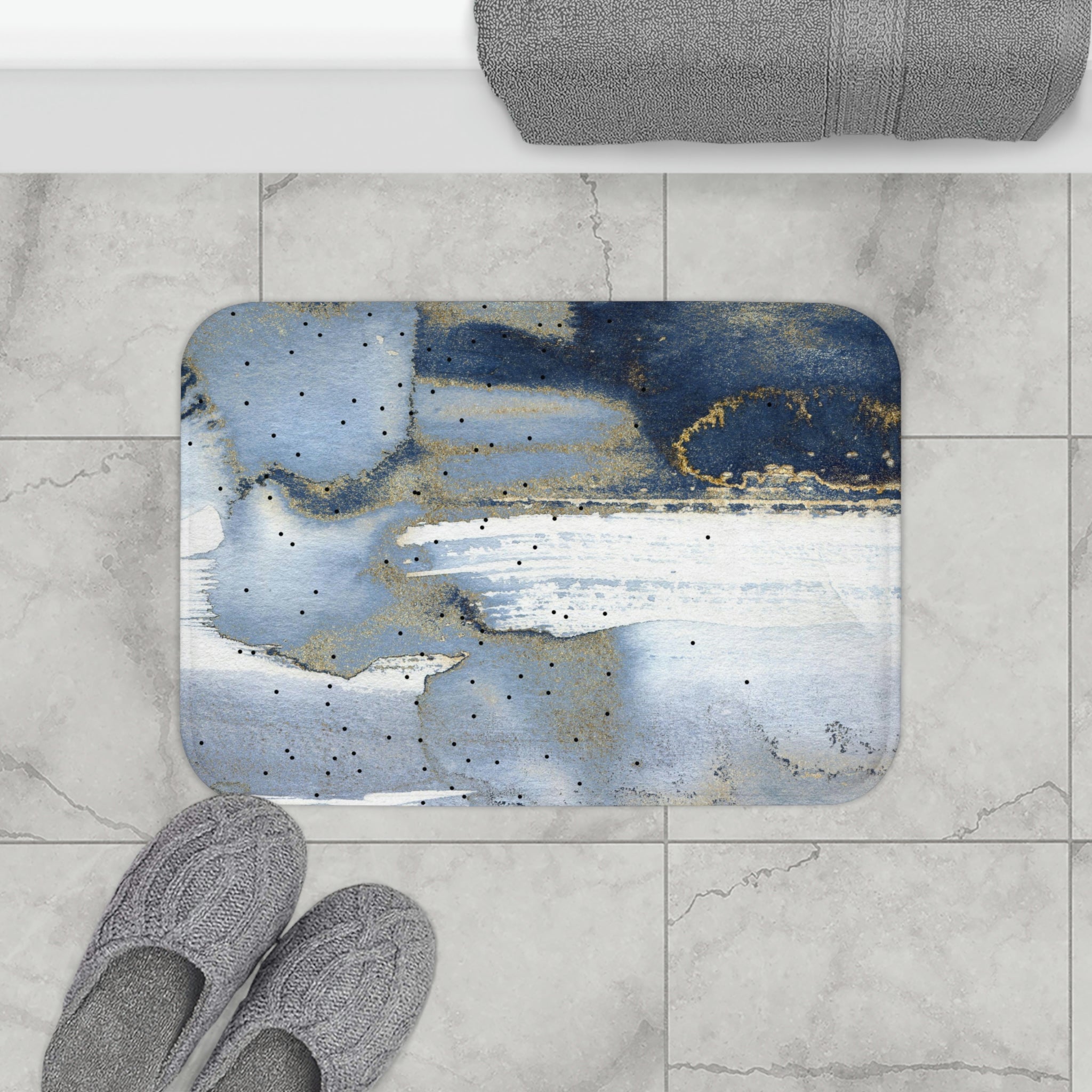 Ombre Bath Mat | Navy Sky Blue, Beige