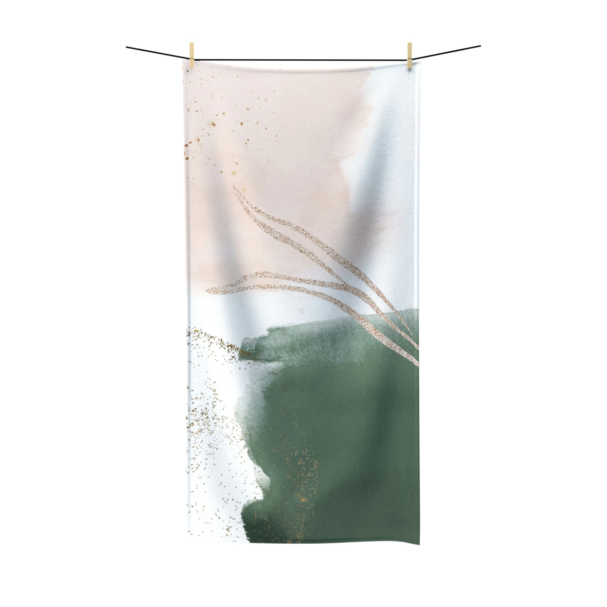 Abstract Boho Bath Towel | Blush White, Green