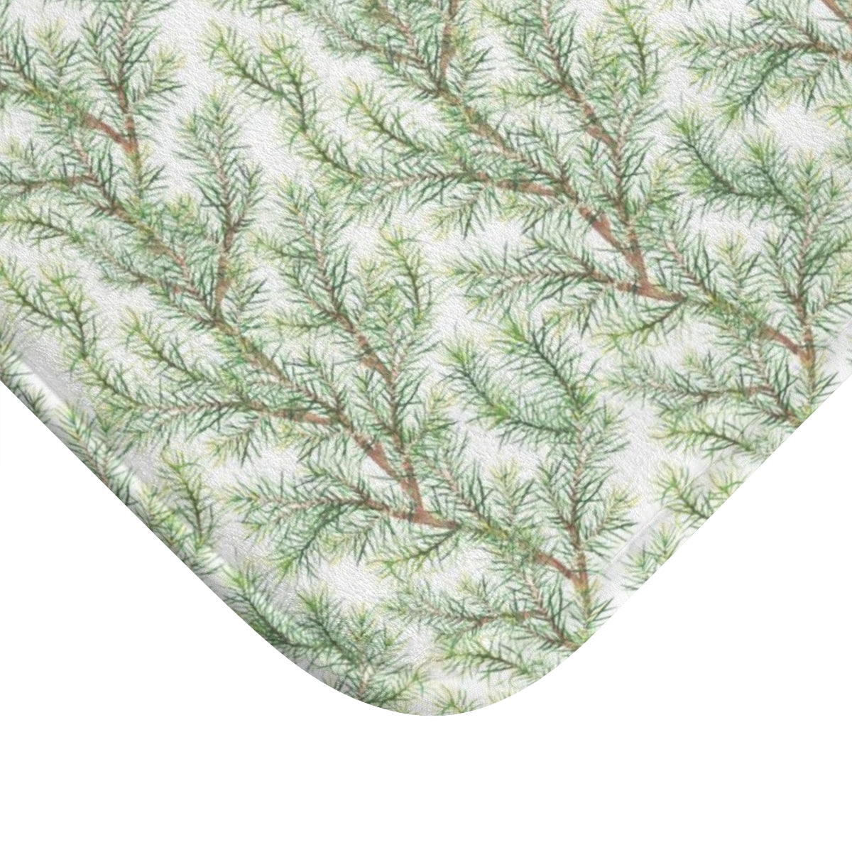 Christmas Bath Mat | White Green Leaves