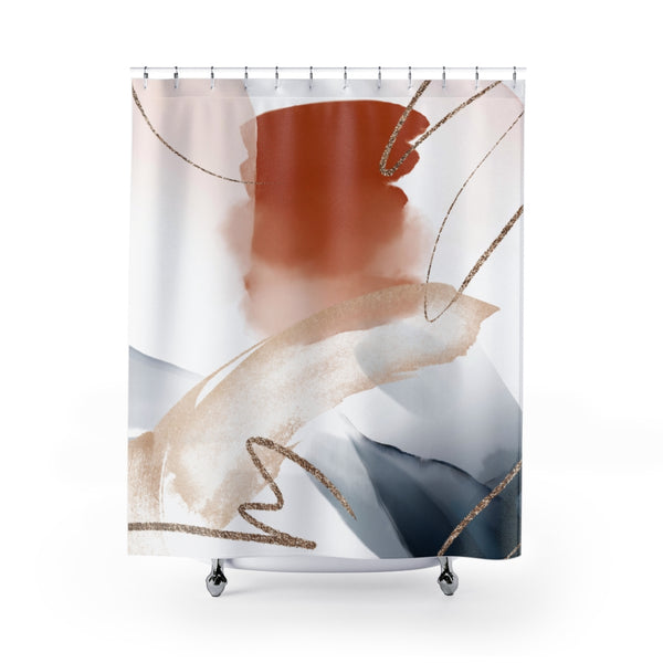 Abstract Shower Curtain | Navy Red Ombre