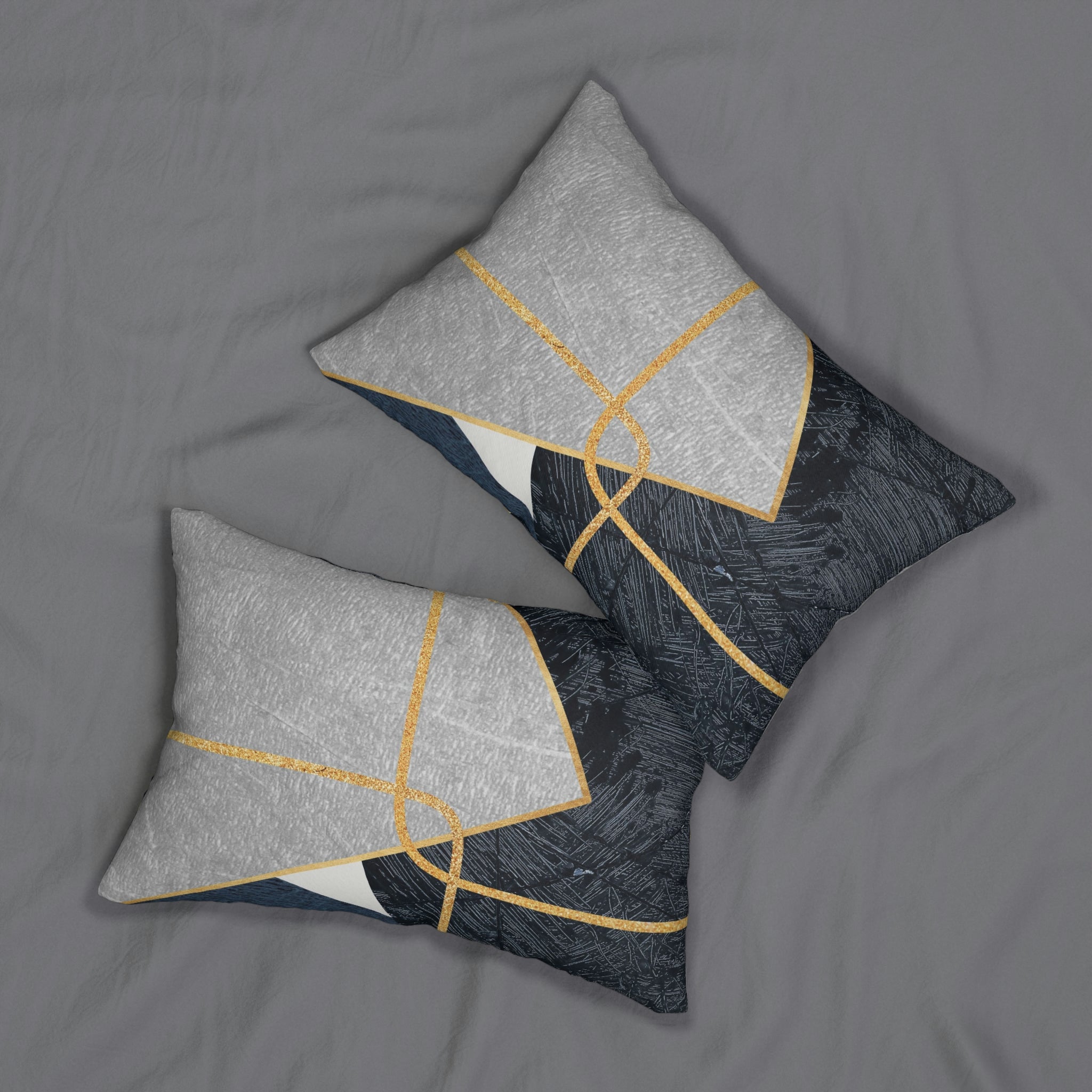 Boho Lumbar Pillow | Gray Navy Beige