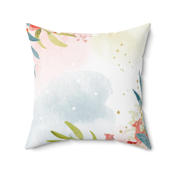 Christmas Square Pillow Cover | Pastel Watercolor
