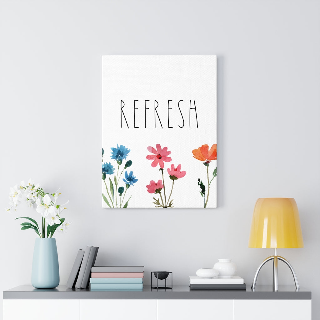 FLORAL WALL CANVAS ART | With Saying | Pink Blue Orange