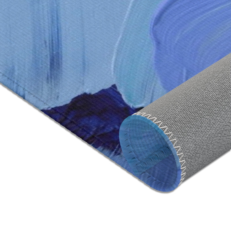 Abstract Area Rug | Blue White Lavender Acrylic