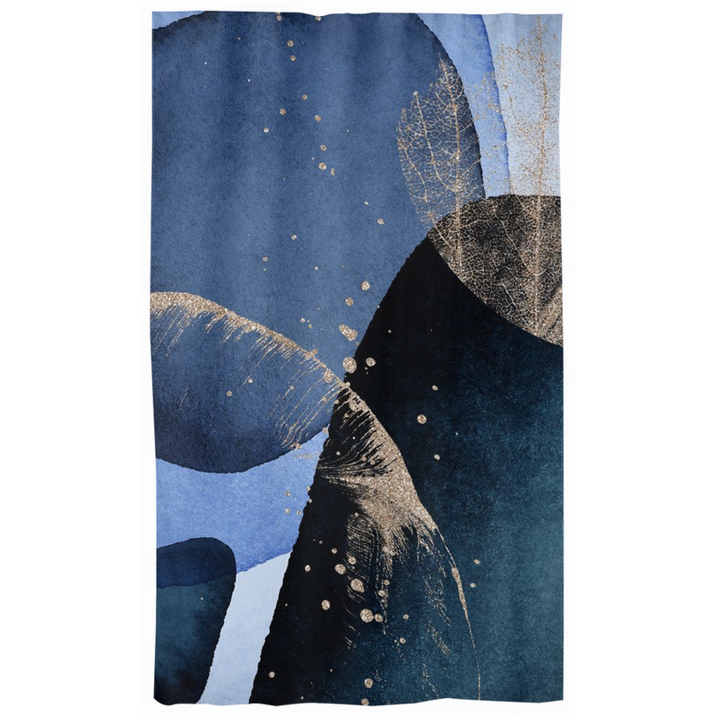 Window Curtains | Navy Blue Beige | Abstract