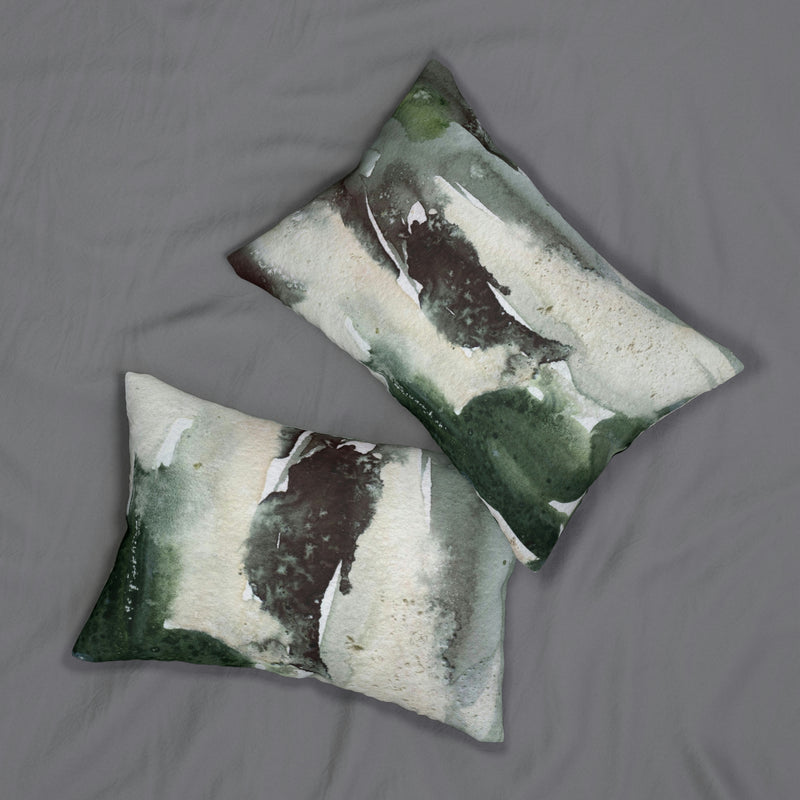 Abstract Lumbar Pillow | Earthy Green Ombre