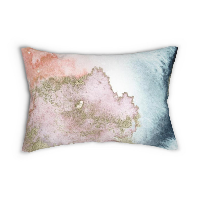 Abstract Boho Lumbar Pillow | Gold Blush Pink Navy Blue
