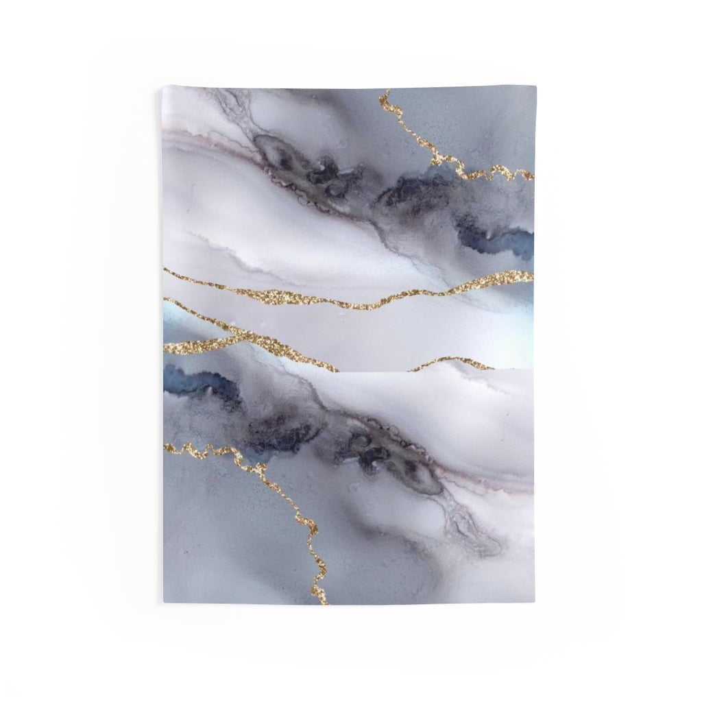 Abstract Tapestry | Blue Grey Indigo Gold