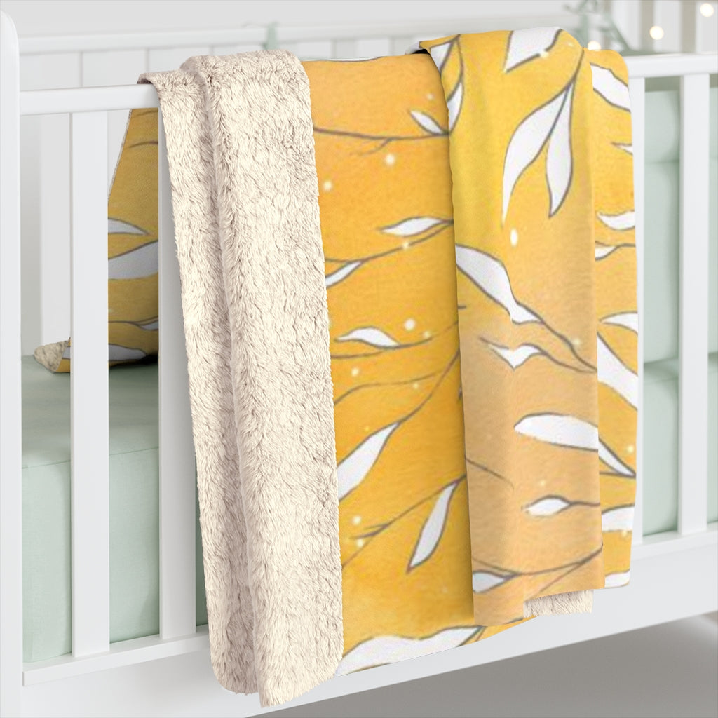 Floral Comfy Blanket | Yellow White Leaves