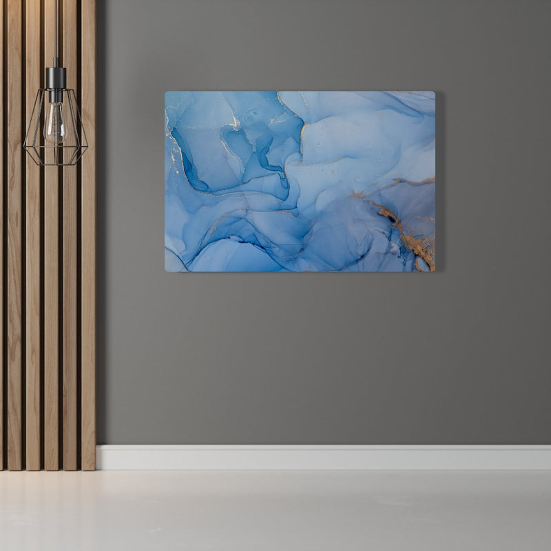 Abstract Canvas Art | Blue Grey Gold