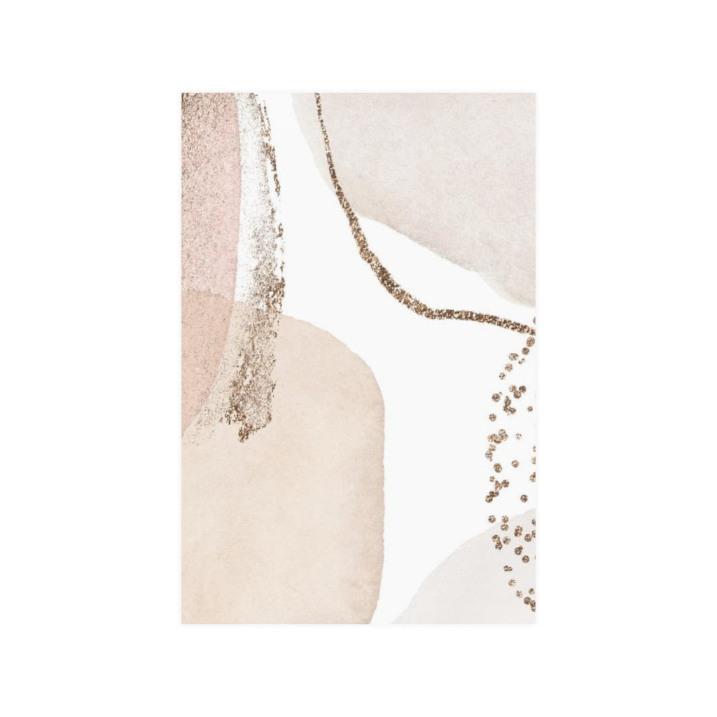 Abstract Boho Art Prints | Rose Gold White