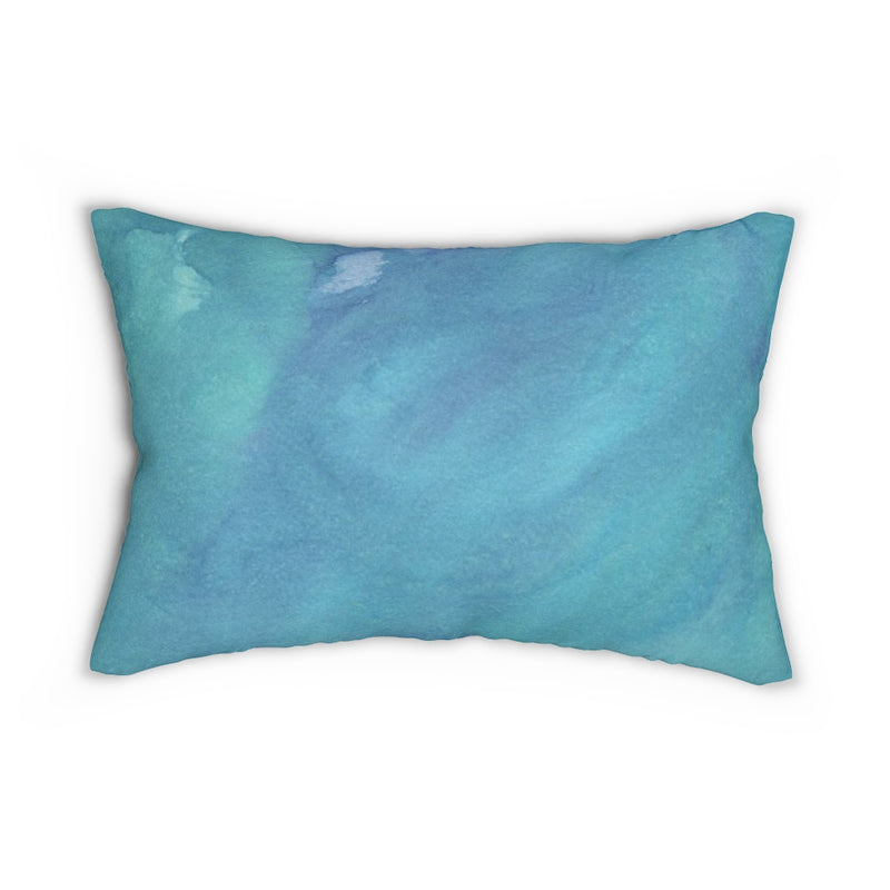 Abstract Boho Lumbar Pillow | Teal Green Blue