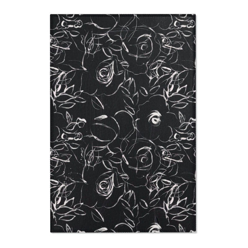 Abstract Floral Area Rug | Charcoal Black White