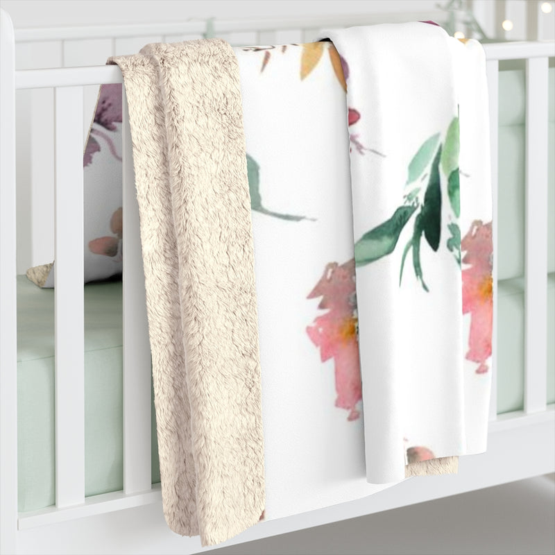 Floral Comfy Blanket | Blush Pink Green