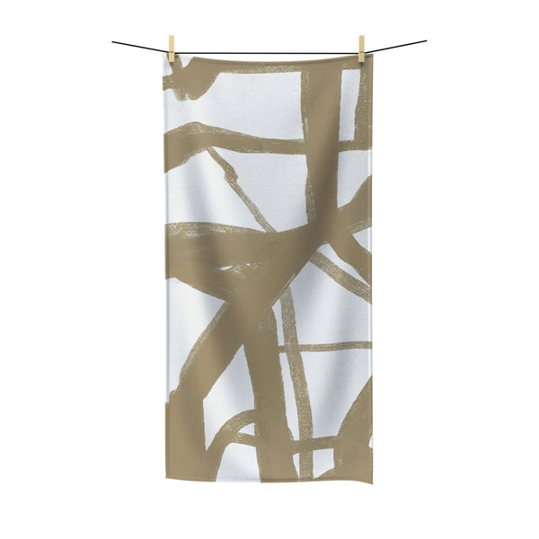 Abstract Boho Bath Towel | Beige White Minimalist