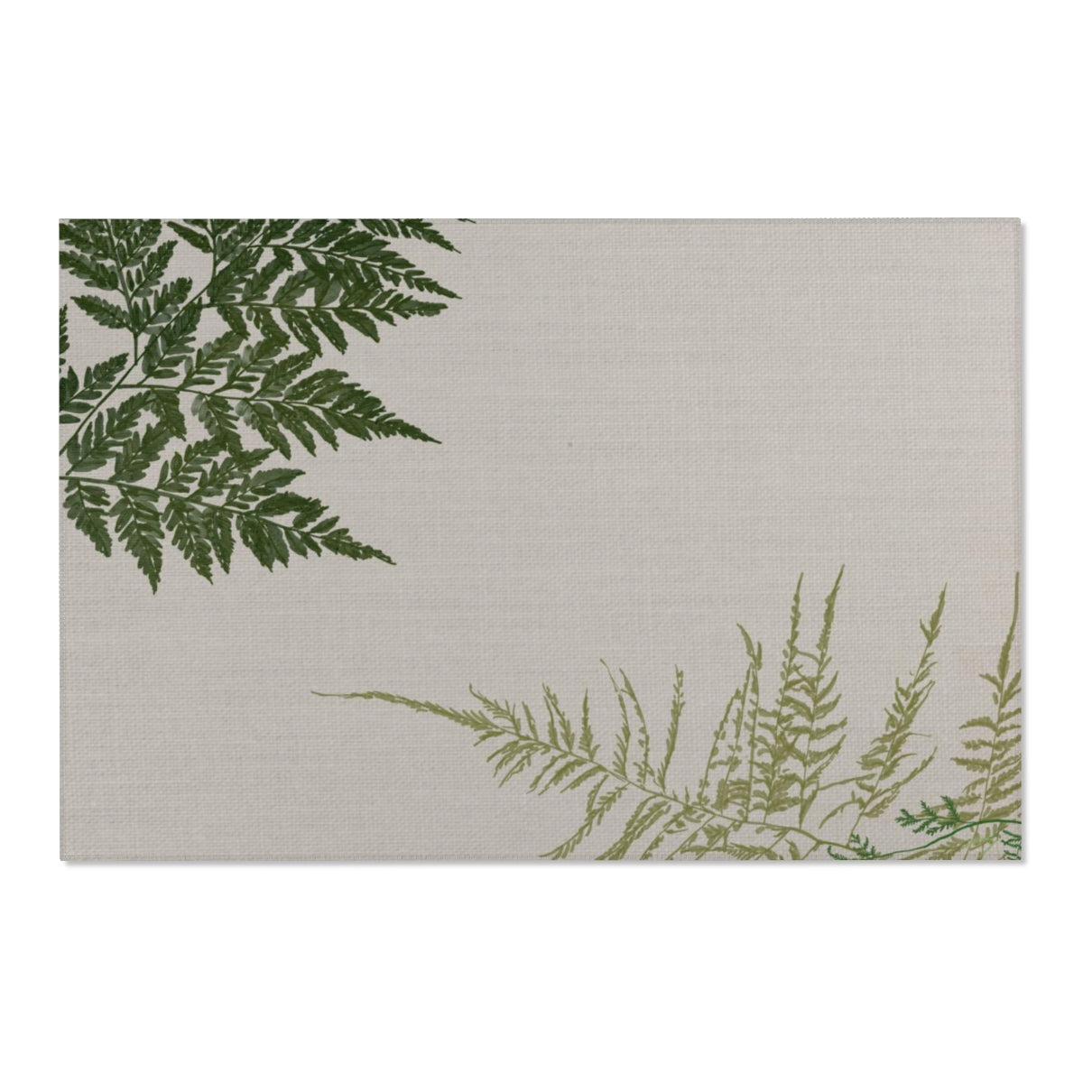 Floral Area Rug | Beige Gray Green Ferns