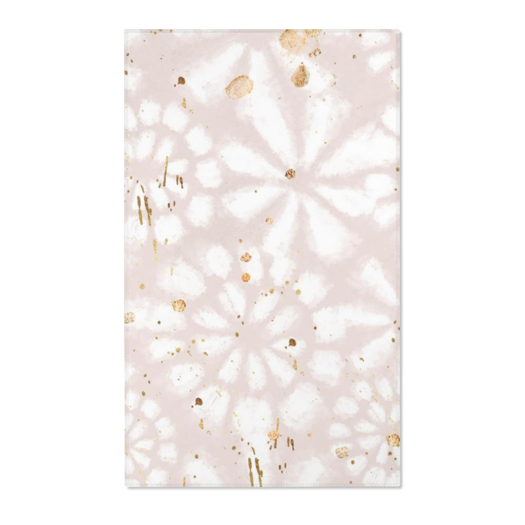 Boho Area Rug |  Blush Pink White Gold