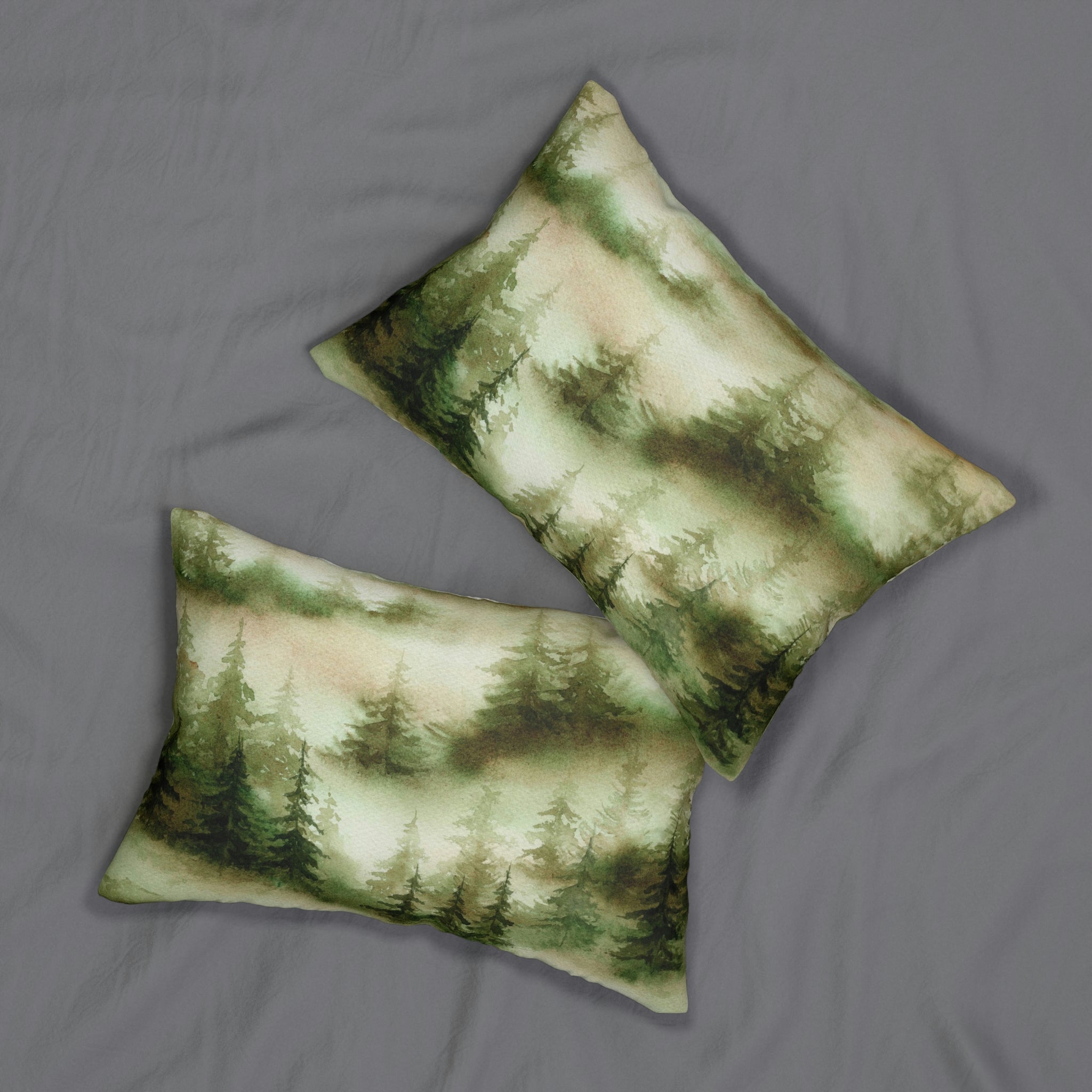 Nature Lumbar Pillow | Misty Sage Green Trees