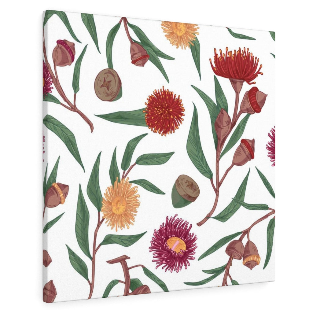 FLORAL CANVAS ART | White Red Green