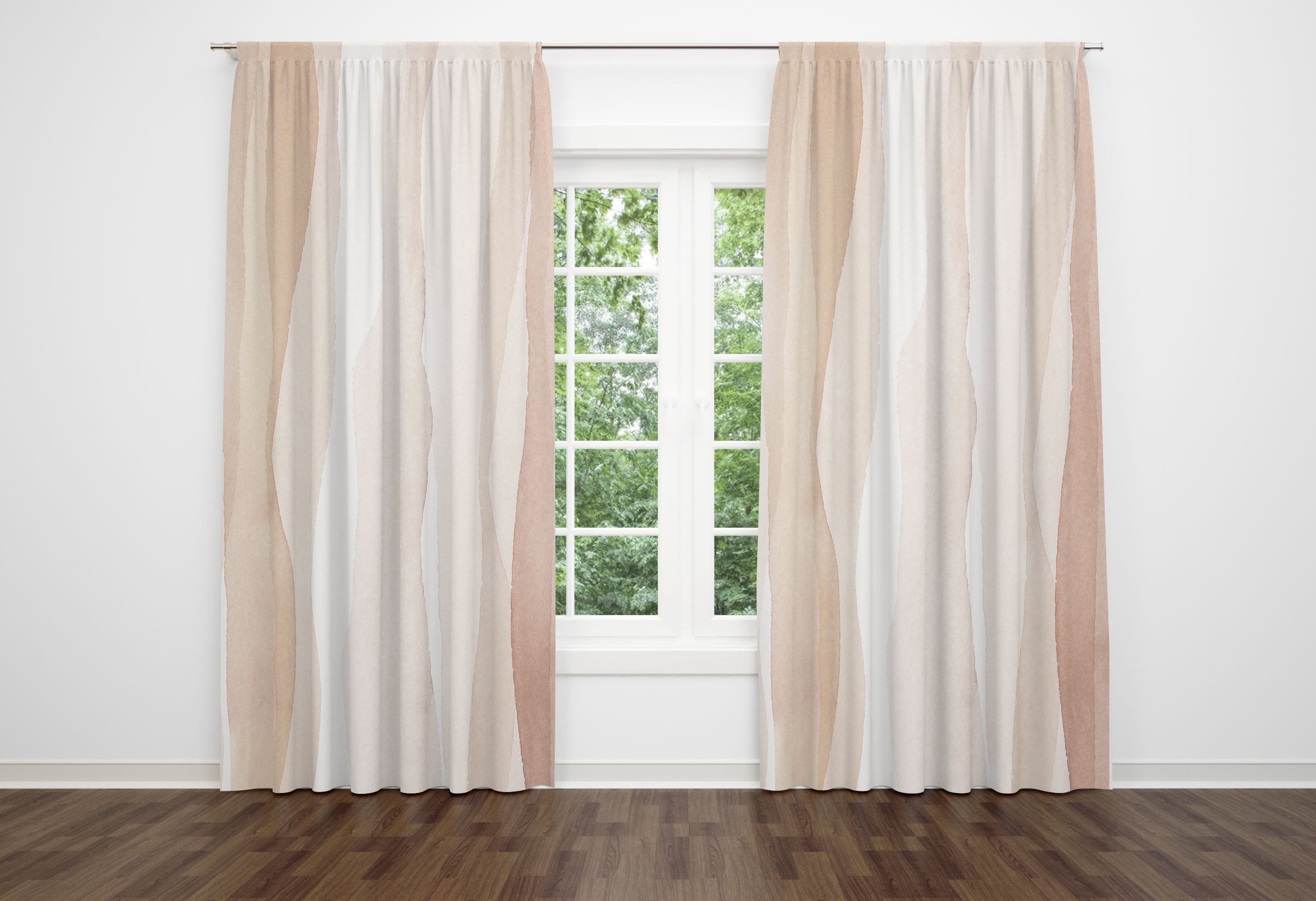 modern abstract, blush beige unique window curtains