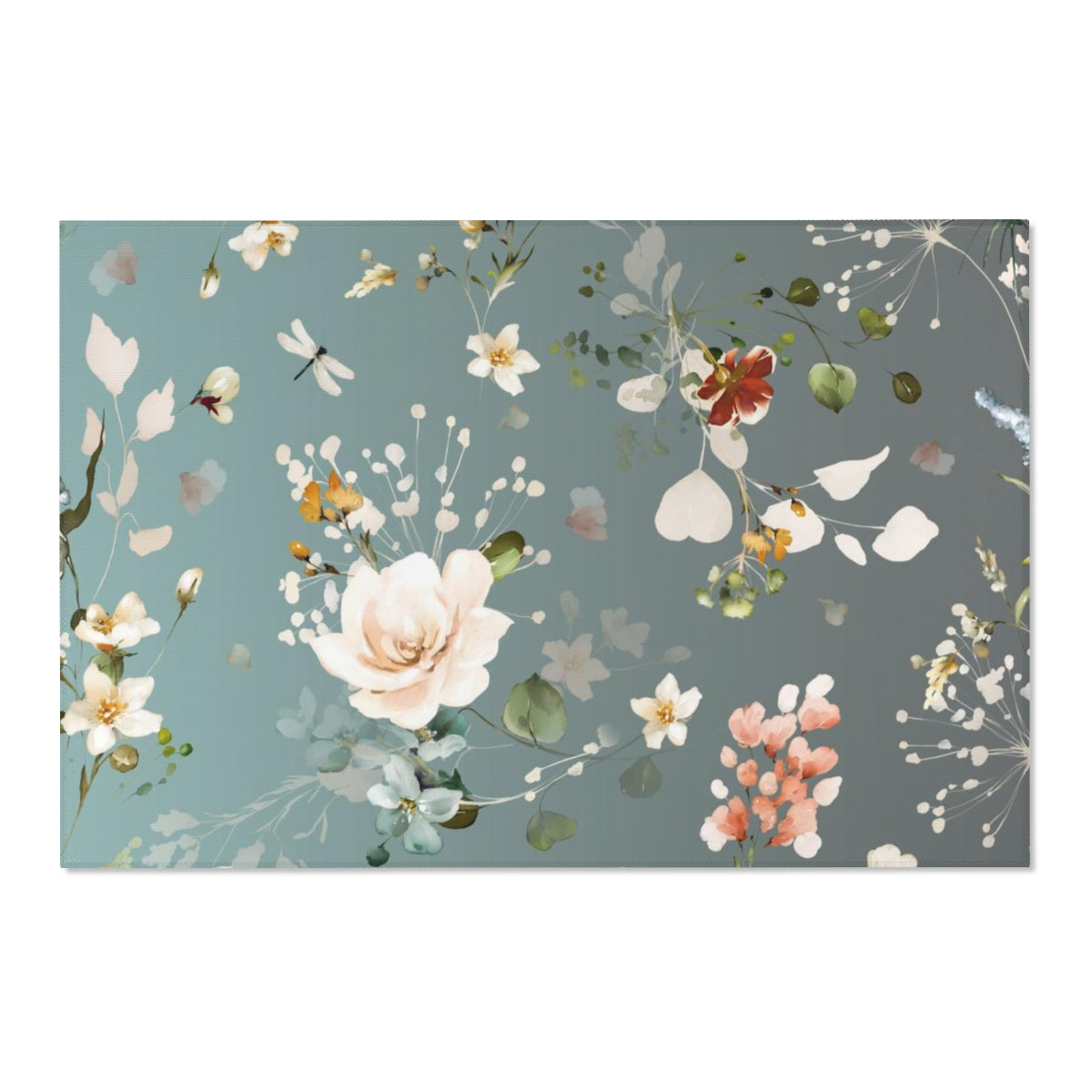 Floral Area Rug | Green Ombre Flowers